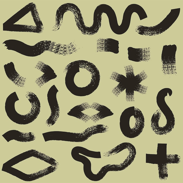 Collection of curved bold lines Scribble doodle strokes for collages and design arches and circula