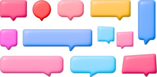 Collection of cute style pastel coloed three dimensional speech balloon bubblesWeb