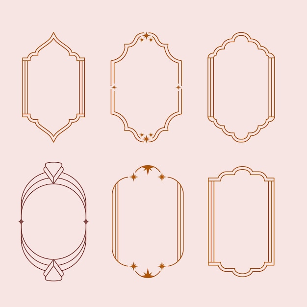 collection of different frames with stars minimalistic linear frames arches elements geometric s
