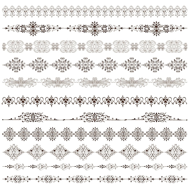 Collection of Elegant Decorative Borders and Scrollwork Elements
