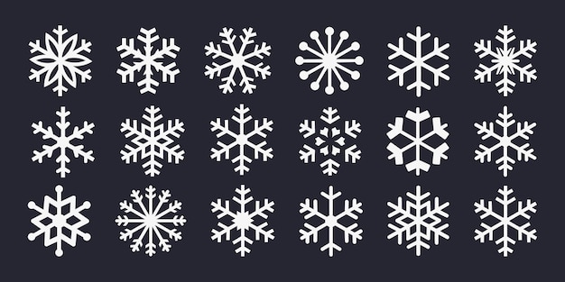 Collection of Elegant Vector Snowflake Set on Dark Background Perfect for Christmas Elements Design