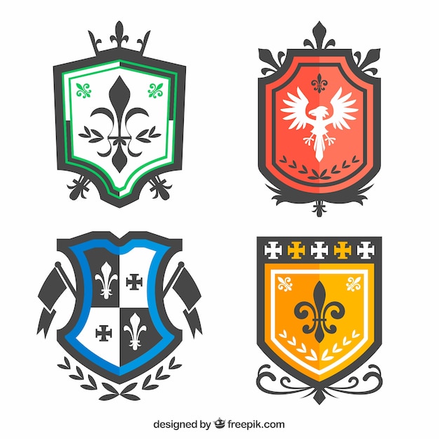 Collection of four knight emblems