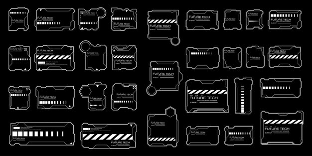 Collection of Futuristic Tech UI Elements for Digital Displays