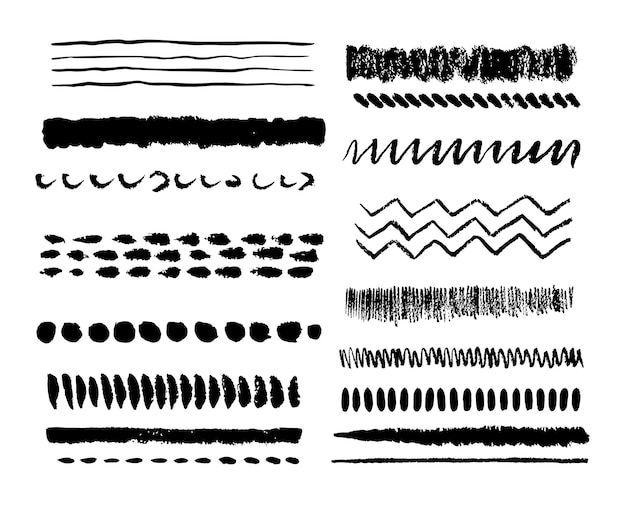 Collection of grunge vector hand drawn brush strokes elements