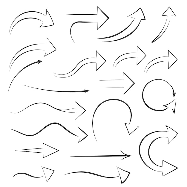 collection of hand-drawn arrow illustrations in various directions and styles