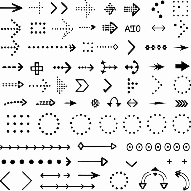Collection of handdrawn arrows circles and other graphic elements