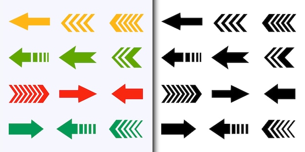 Collection of illustrated arrow signs, direction symbol vector set
