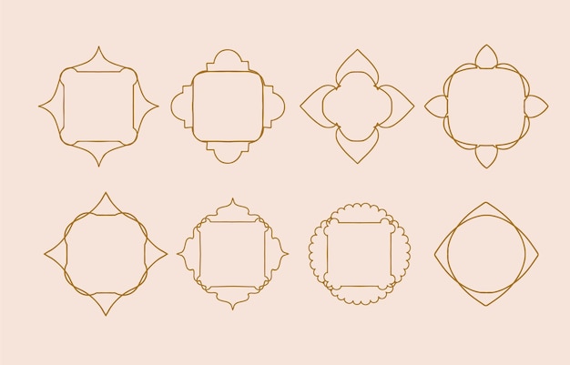 collection of line design with shapeframeeditable vector illustration for social mediaicon