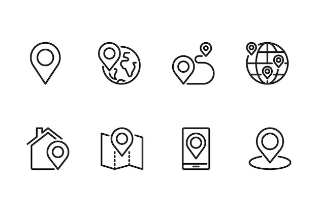 Collection of Location Pins and Map Elements