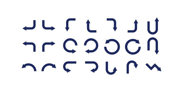 Collection of minimalist arrow icons for various design purposes