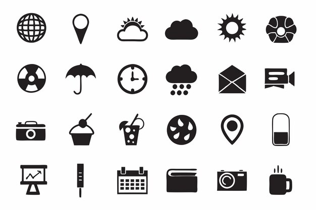 Collection of Minimalist Icons for Various Applications