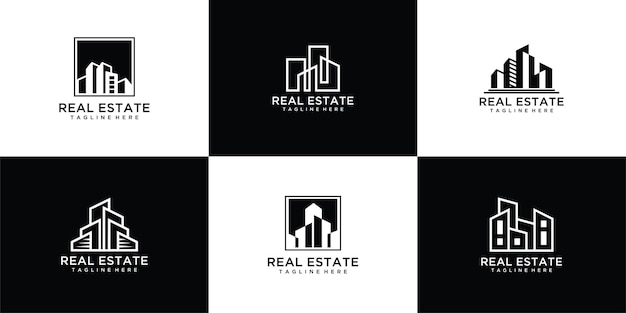 Collection of modern building architecture set