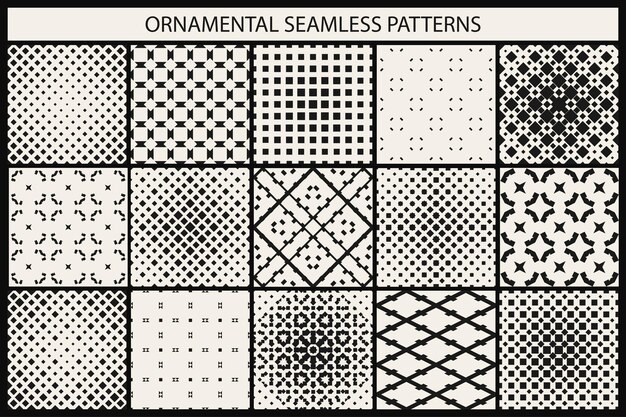 Collection of ornamental geometric seamless patterns