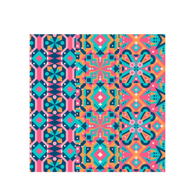 Collection of seamless decorative luxury geometric patterns gold design Repeatable ornamental ele
