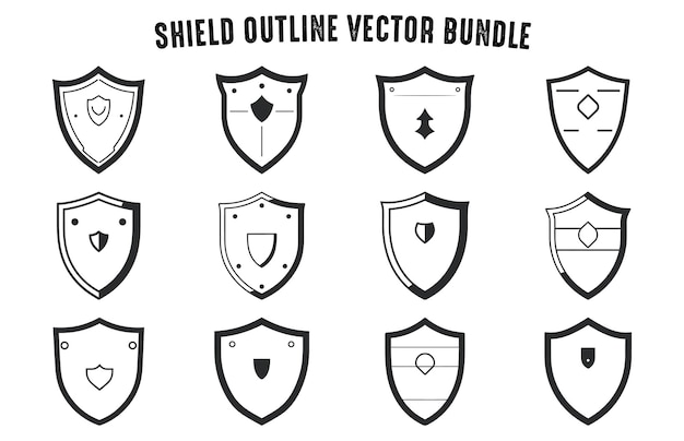 collection of shield outline vector set shield icon badge outline bundle