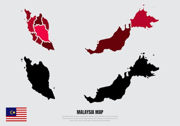 collection of silhouette malaysia maps design vector malaysia maps design vector