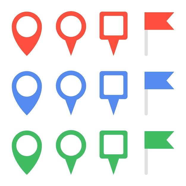 Collection of simple colored map markers Vector