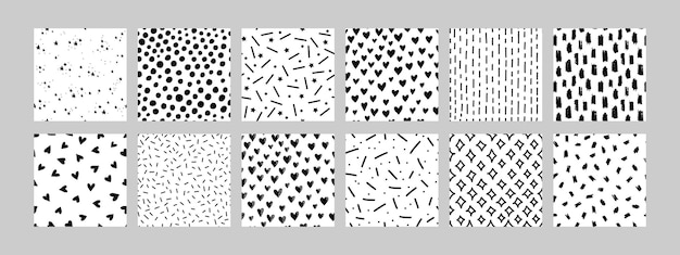 Collection of small dash seamless patterns