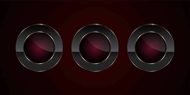 Collection of three circles Luxury button vector in dark red gradient symbol element shape icon and premium button concepts vector design