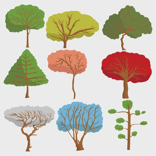 collection of trees with different colors