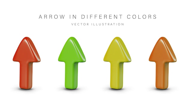 Collection of up arrows Vector 3D elements of different colors Isolated templates