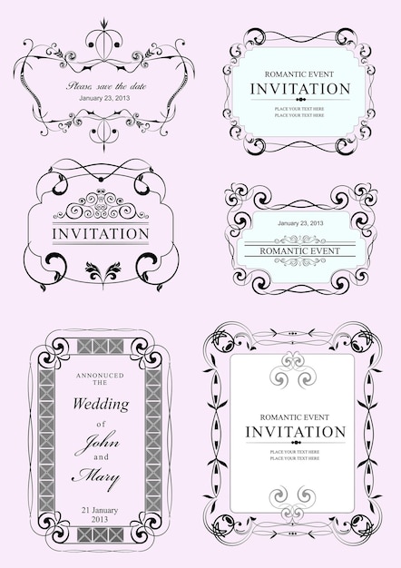 collection of vector frames and ornaments with sample text