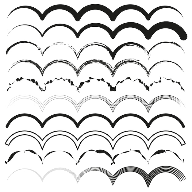 Collection of wave patterns Set of curvy line designs Assorted wavy illustrations