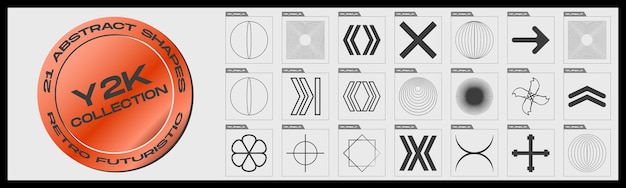 Collection of Y2K elements Big collection of abstract graphic geometric objects Abstract bauhaus forms