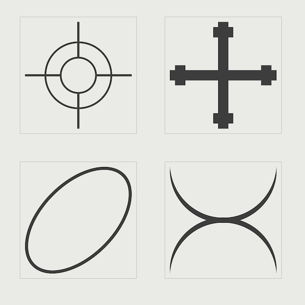Collection of Y2K elements Brutalism star and flower shapes Templates for notes posters
