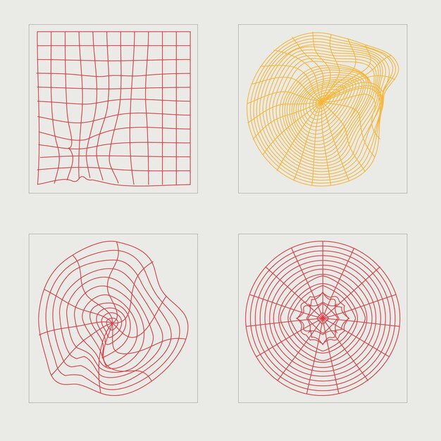 collection of y2k elements trendy geometric postmodern figures objects in y2k style