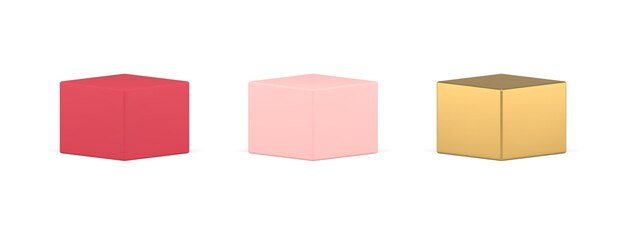 Collection realistic luxury polygonal geometric shapes stage podium squared box 3d template vector