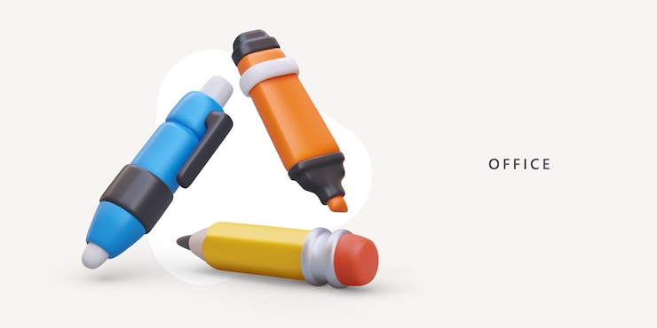 Vektör collection with different materials for writing and drawing stationery for office work