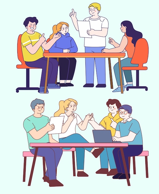 College students meetings opinions coordination discussion free atmosphere developers presen