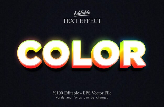 color editable text effect vector