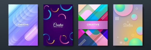Color gradient backgrounds abstract geometric halftone patterns vector trendy line design Simple minimal elements in halftone color gradient modern pattern backgrounds