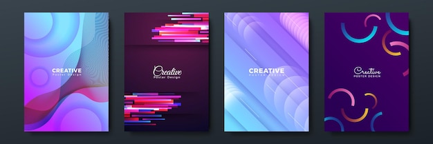 Color gradient backgrounds abstract geometric halftone patterns vector trendy line design Simple minimal elements in halftone color gradient modern pattern backgrounds