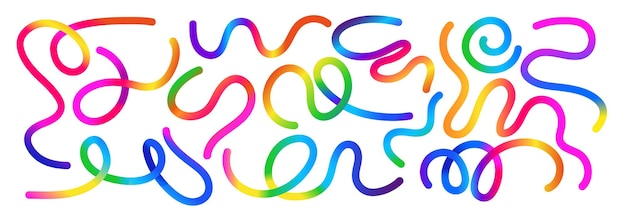 Color line shapes with gradient Dynamic squiggles spiral ribbons and swirls Abstract wavy pattern