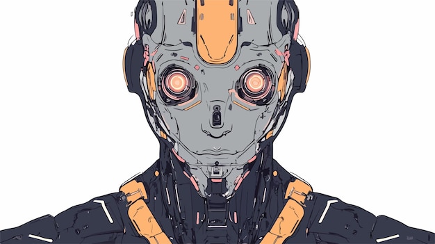 Color Line Technology Robot Face Chest Design for Technological Concepts and Robotics Enthusiasts