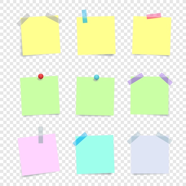 Color paper note message templates set