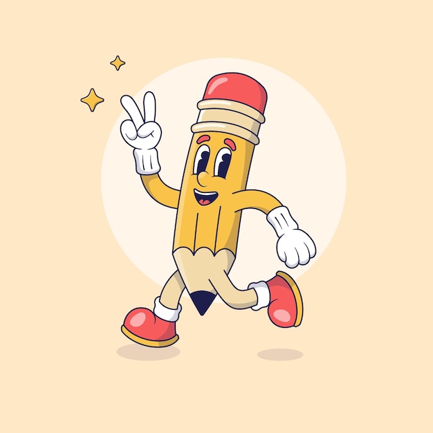 Color Pencil Retro Mascot Illustration