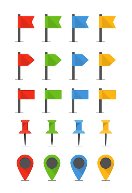 Color pins and flags collection