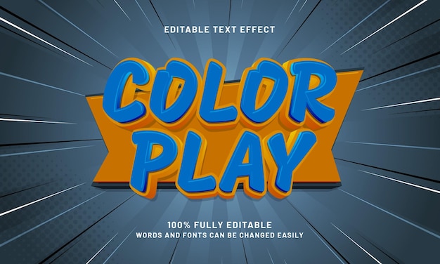 color play editable text effect with a gaming and play text style