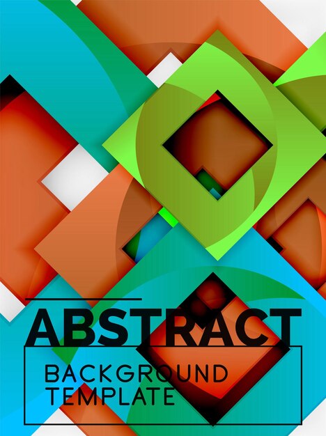 Color square composition with text Geometric abstract background