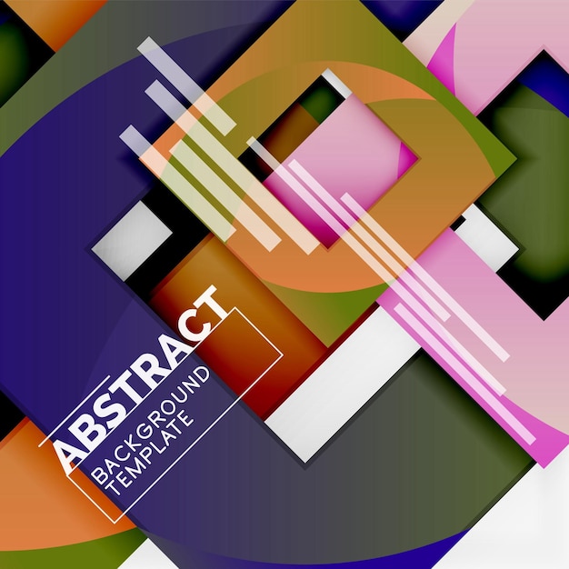 Color square composition with text Geometric abstract background