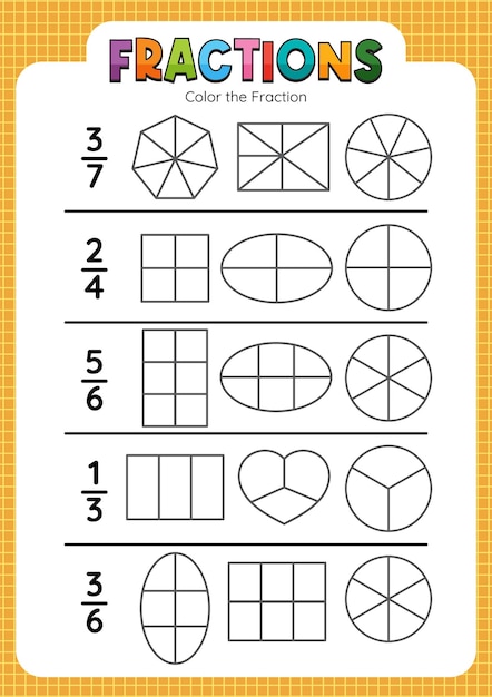 Color the Fraction Worksheet for Kids