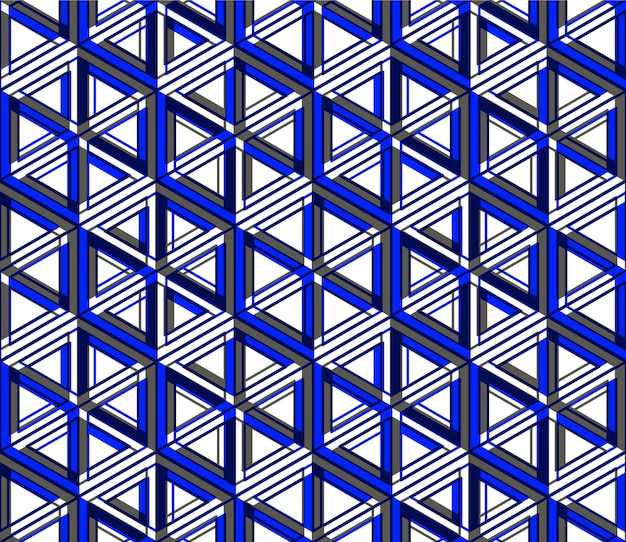 Colored abstract interweave geometric seamless pattern, EPS10. Bright illusory backdrop with three-dimensional intertwine figures. Graphic contemporary covering.