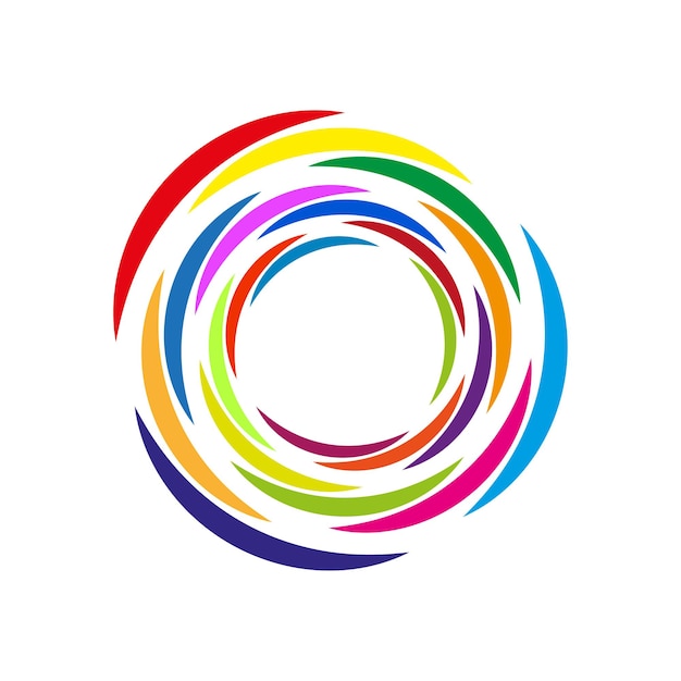 Colored circles spiral Technology round Color blend Vector illustration