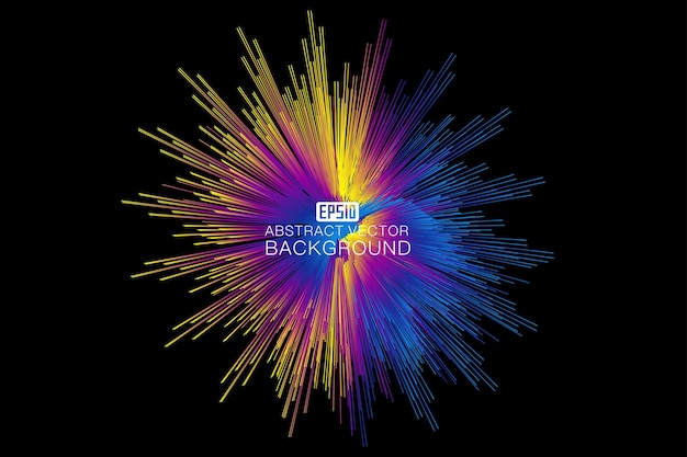 Colored lines form an abstract vector background that radiates light