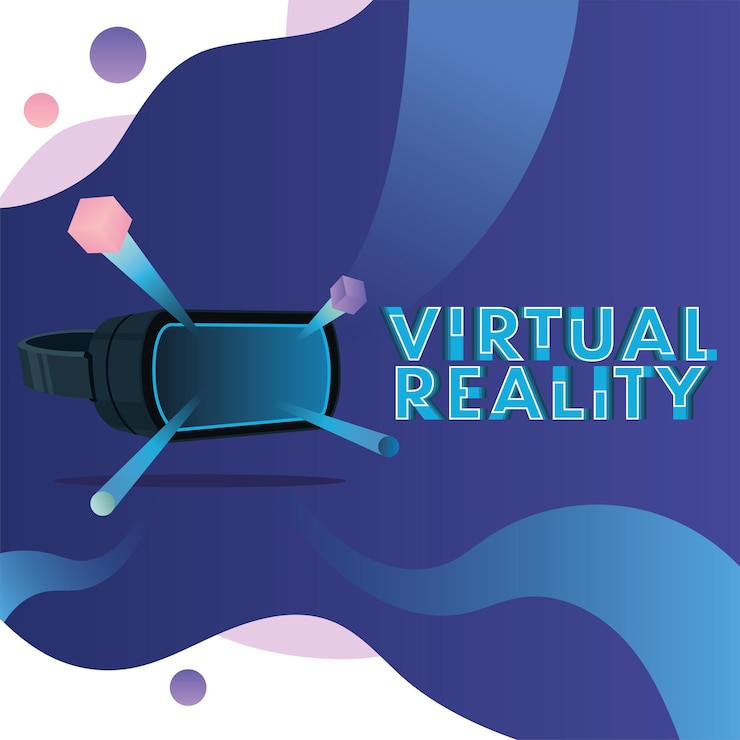 Vektör colored virtual reality poster with glasses vector