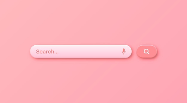Colorful 3d search bar template internet browser engine with search box address bar and text field